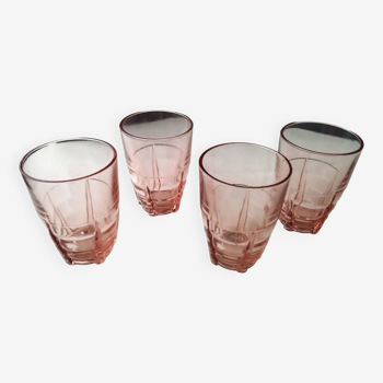 4 vintage table glasses in rosé glass from the 40s/50s