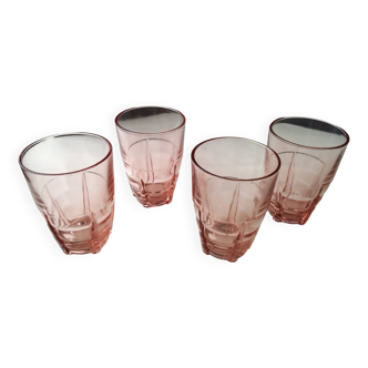 4 vintage table glasses in rosé glass from the 40s/50s
