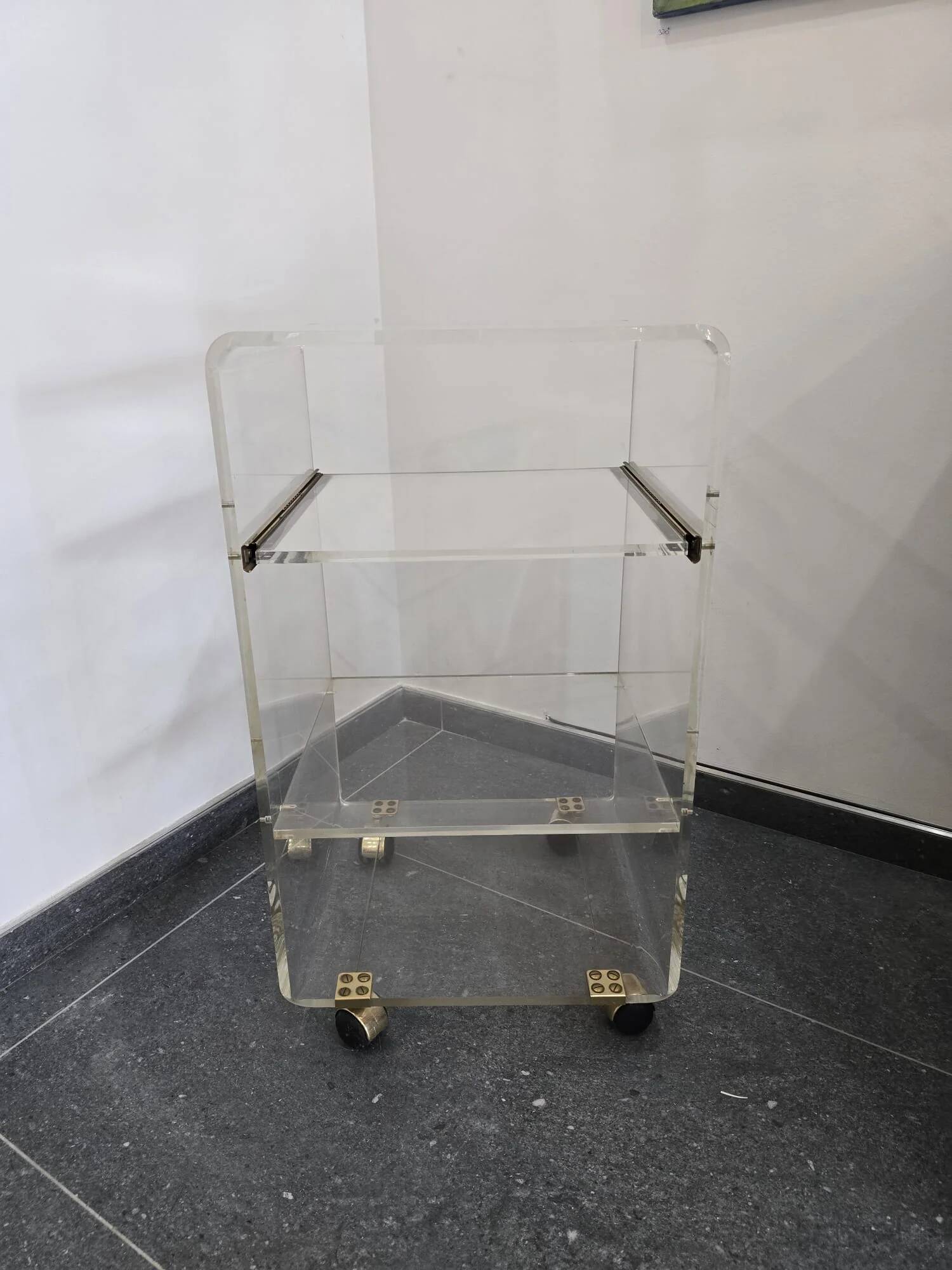 Rolling dessert trolley in plexiglass – Marais International – 1970s-1980s