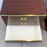 2 bedside tables/small chests of drawers in Campaign style, 1970s