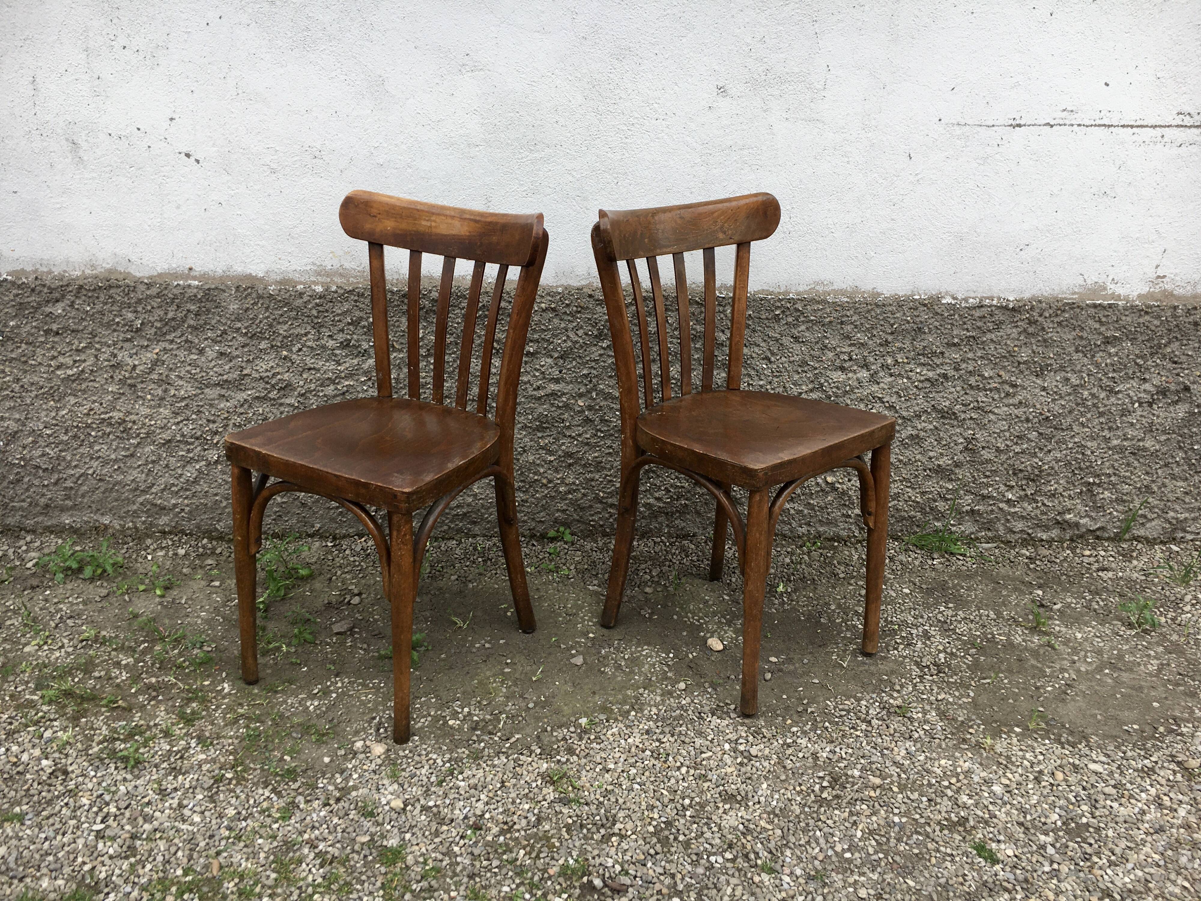 Pair of vintage bentwood bistro chairs