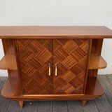 Vintage mahogany bar cabinet with marquetry