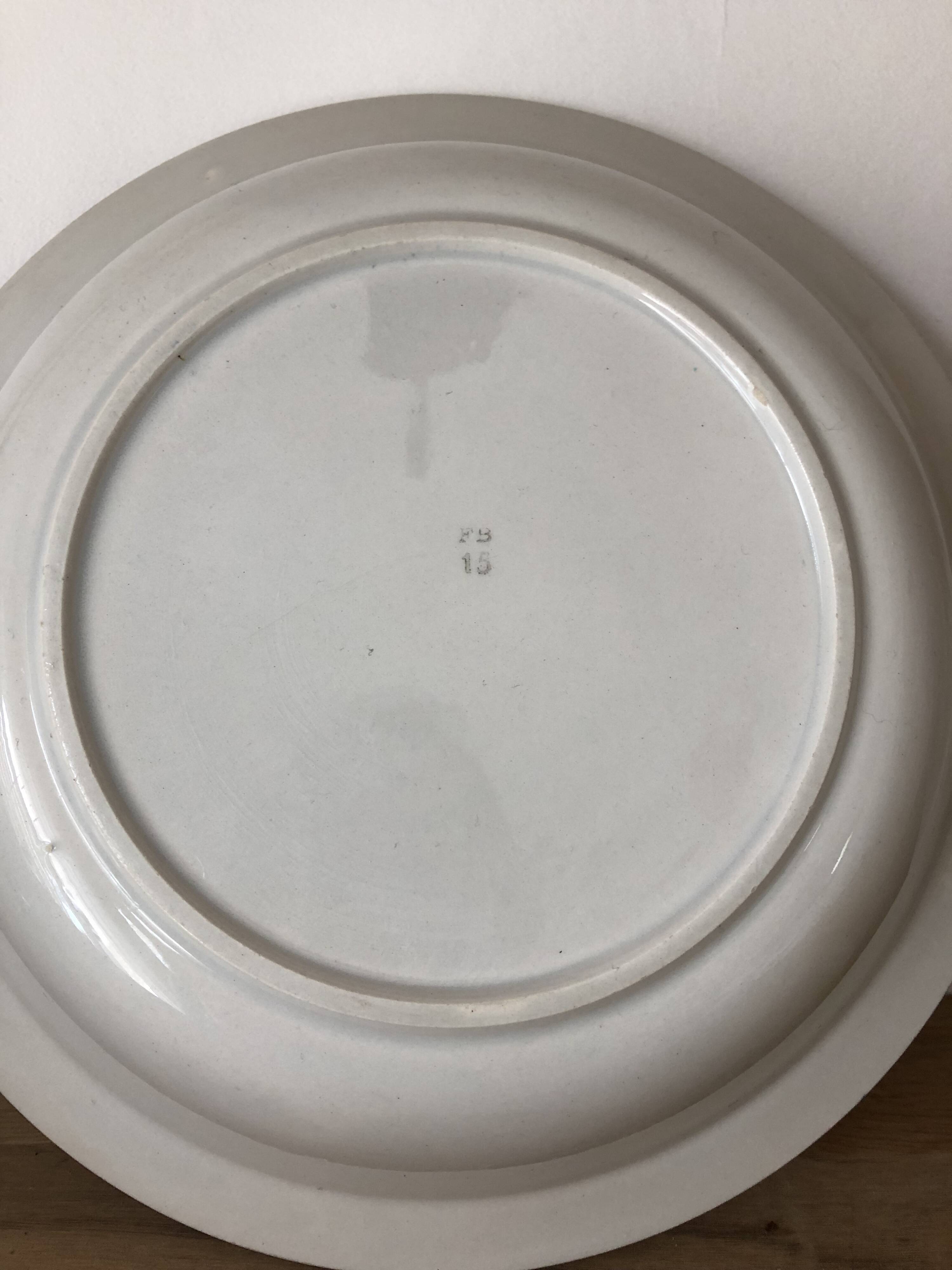 Vintage sublime white and blue hollow dish Badonviller earthenware