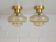 Set Of 2 Vintage Amber Glass Sconces MCM Brass Flush Mount Lights