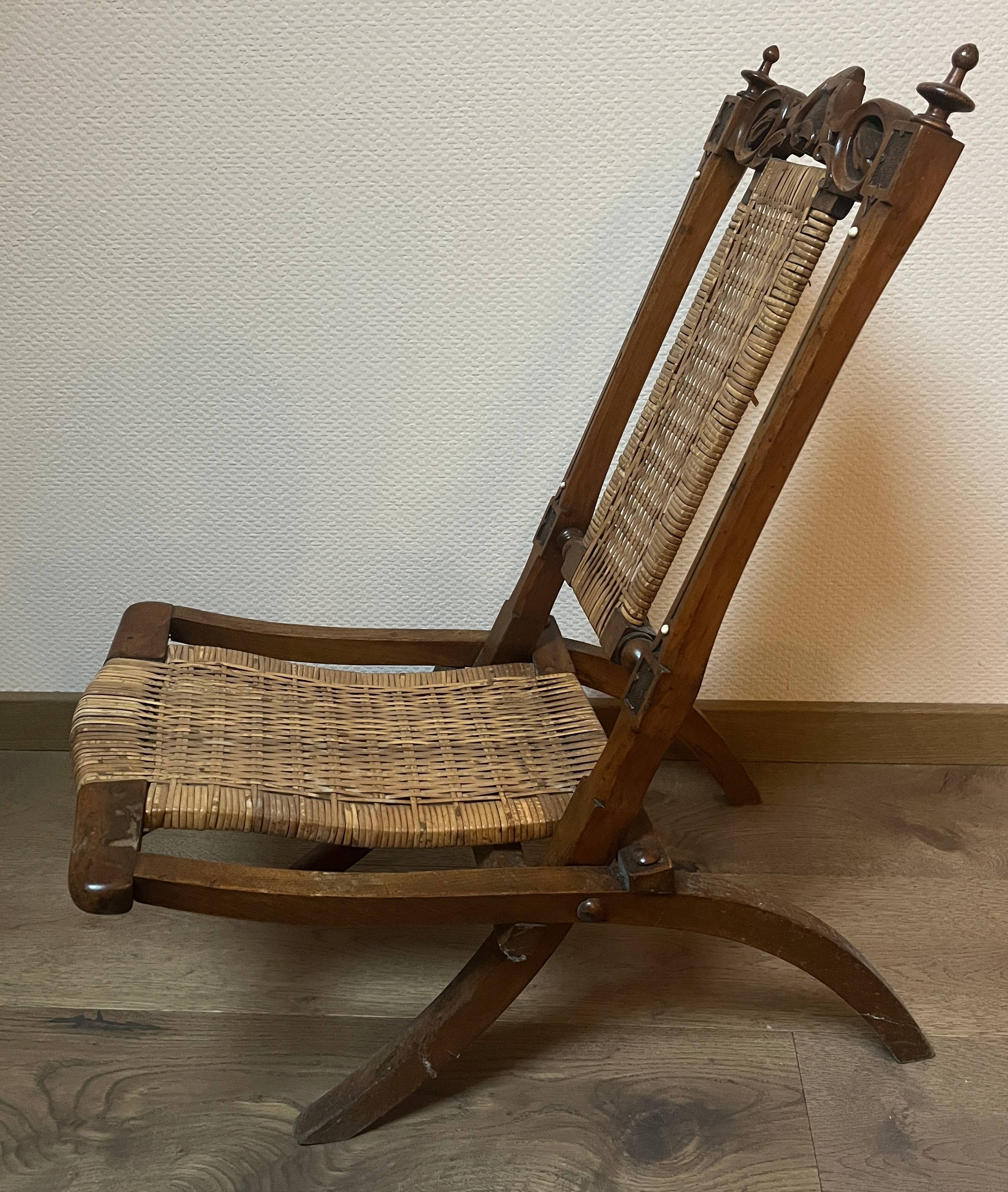 Victorian folding chair 19th century Gothic caning Art & Craft