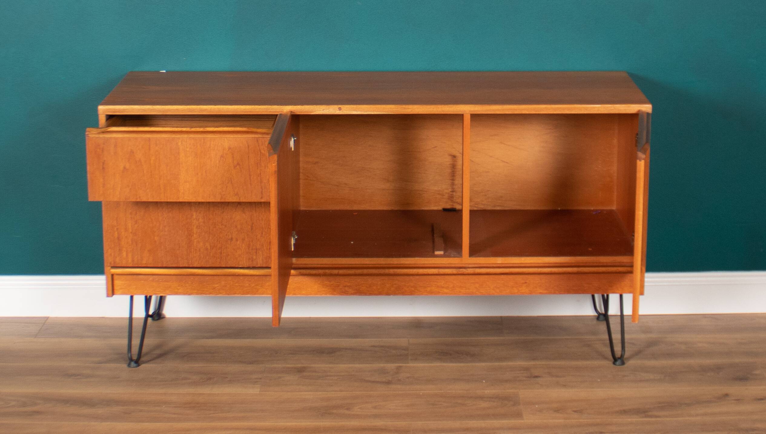 Retro Teak 1960s Mcintosh Sideboard On Hairpin Legs