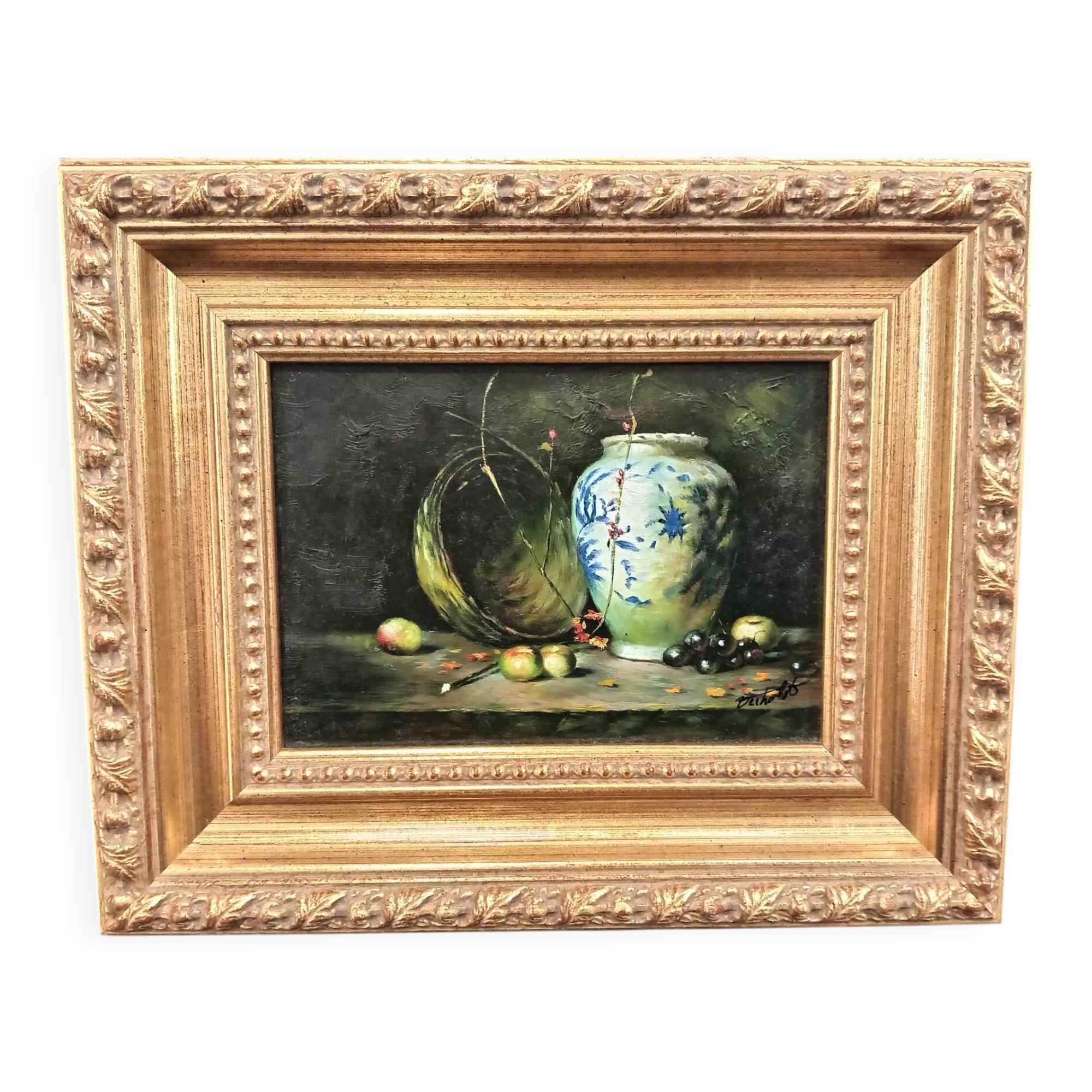 Petite huile sur panneau , nature morte début XXe.
