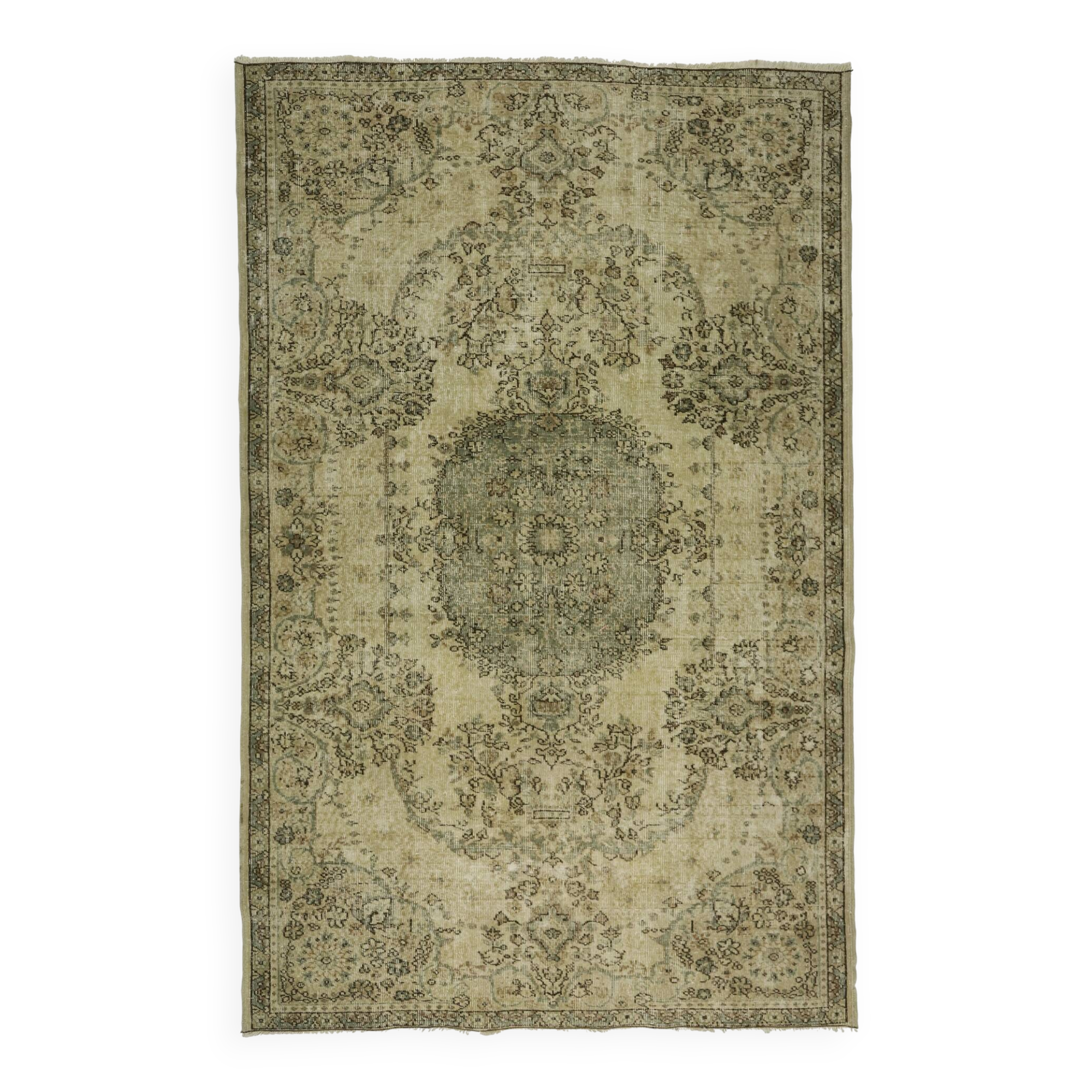 One-of-a-kind turkish handwoven vintage rug - rustic vintage charm 202x 126 cm