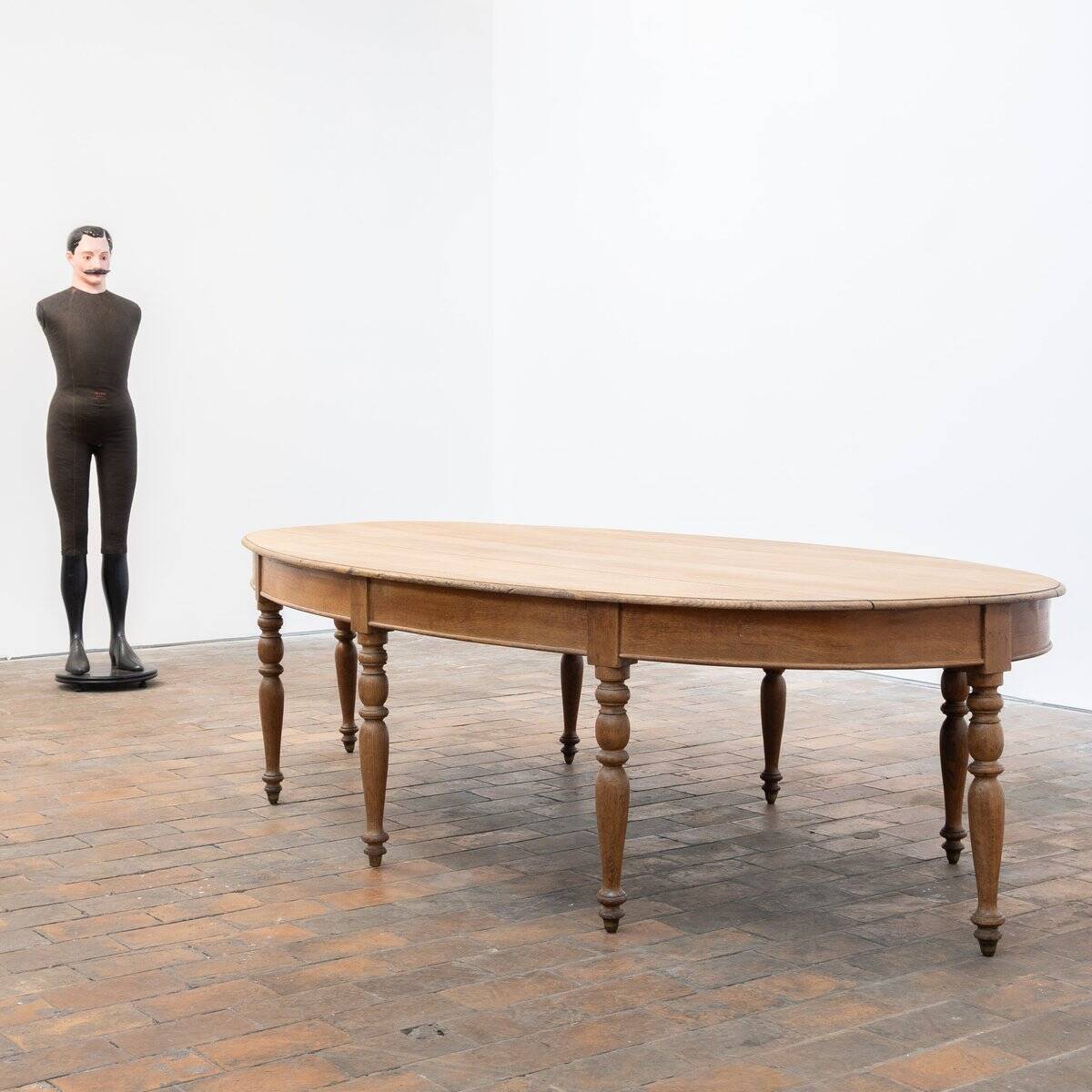 Large Oval Oak Table, France, 1900s