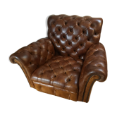 Fauteuil chesterfield cuir véritable
