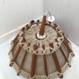 Hanging lamp in linen wood and wool