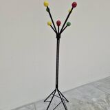 Vintage parrot coat rack with colored balls, 1950s design