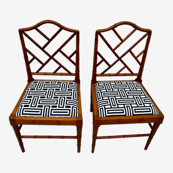 Set of two refurbished Faux Bamboo Chippendale Chairs