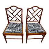 Set of two refurbished Faux Bamboo Chippendale Chairs