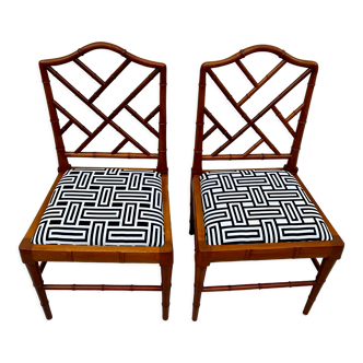 Set of two refurbished Faux Bamboo Chippendale Chairs