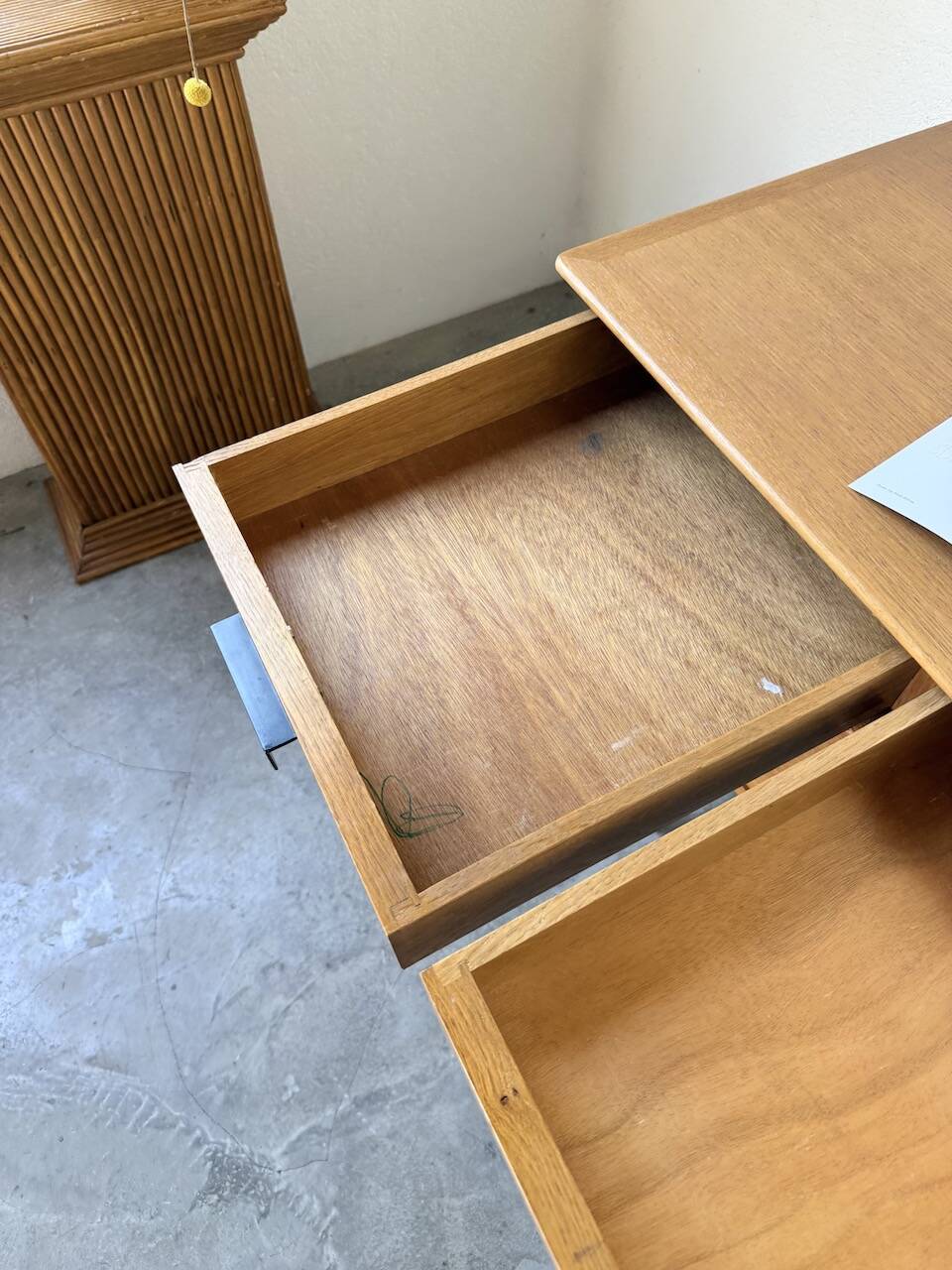 Modernist 50s oak metal desk