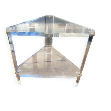 Table basse bout de canapé triangulaire plexiglas altuglas David Lange 70