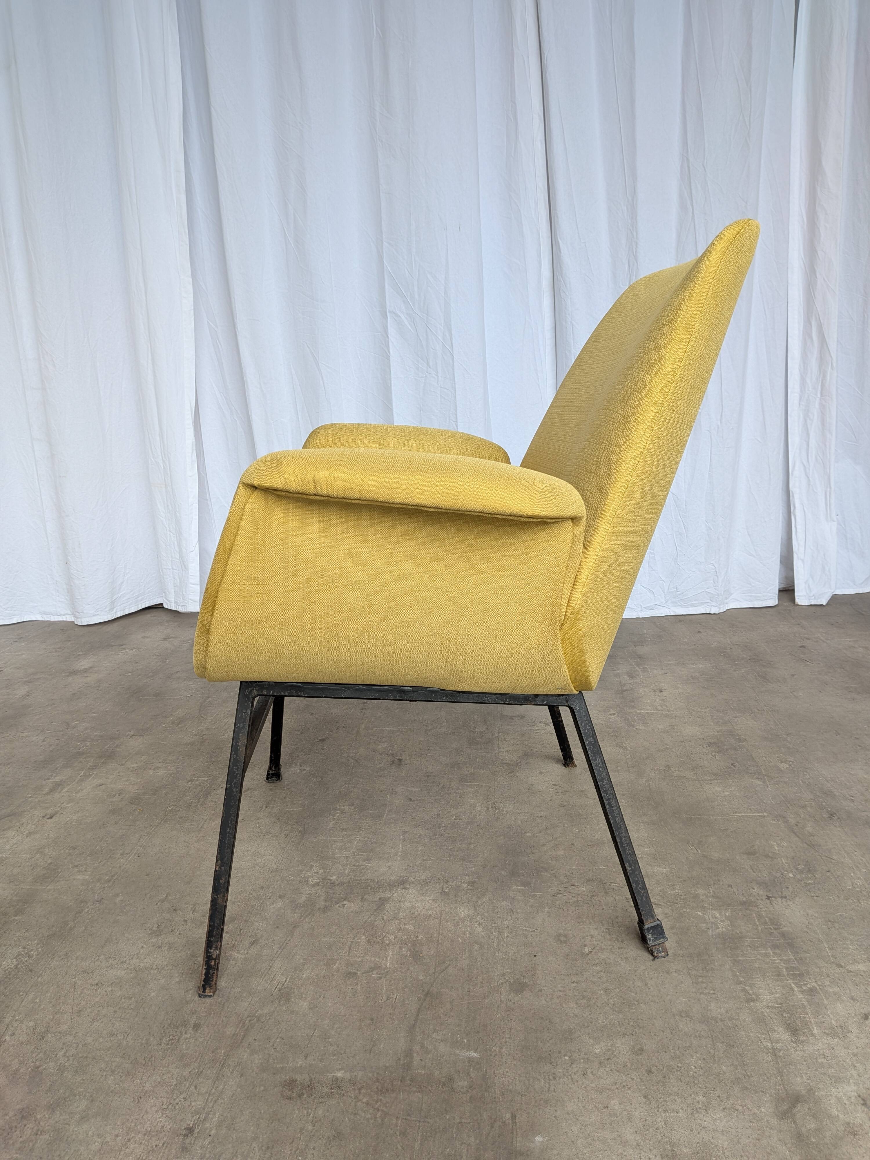 Vintage Mid-Century Modern Yellow Fabric Armchair - Alvin Lustig Style