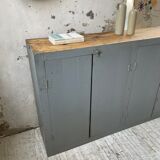 Factory blue patinated workshop furniture