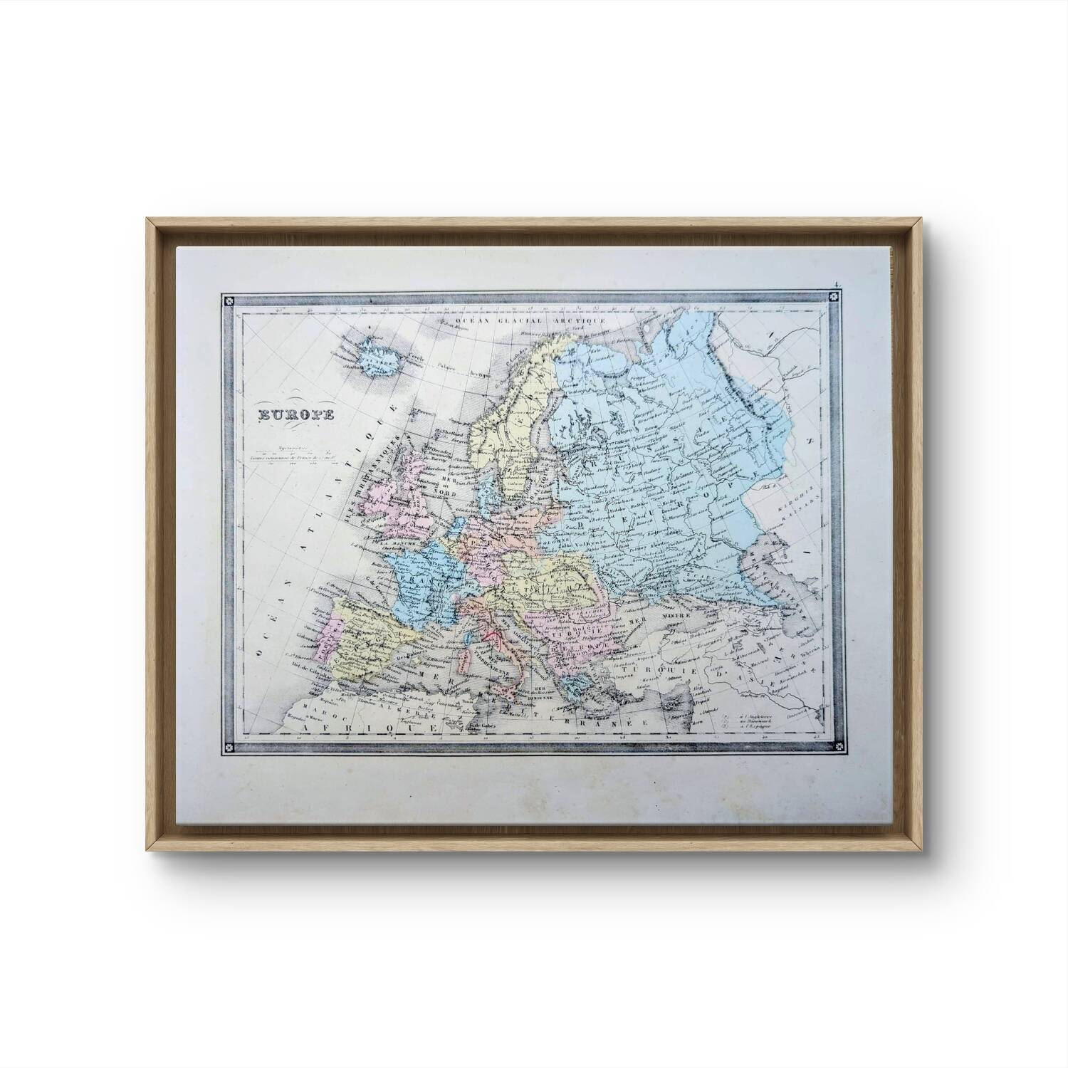L'Europe, carte ancienne, imprimée en 1852.