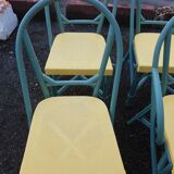 Chaises et fauteuil en bambou repeint