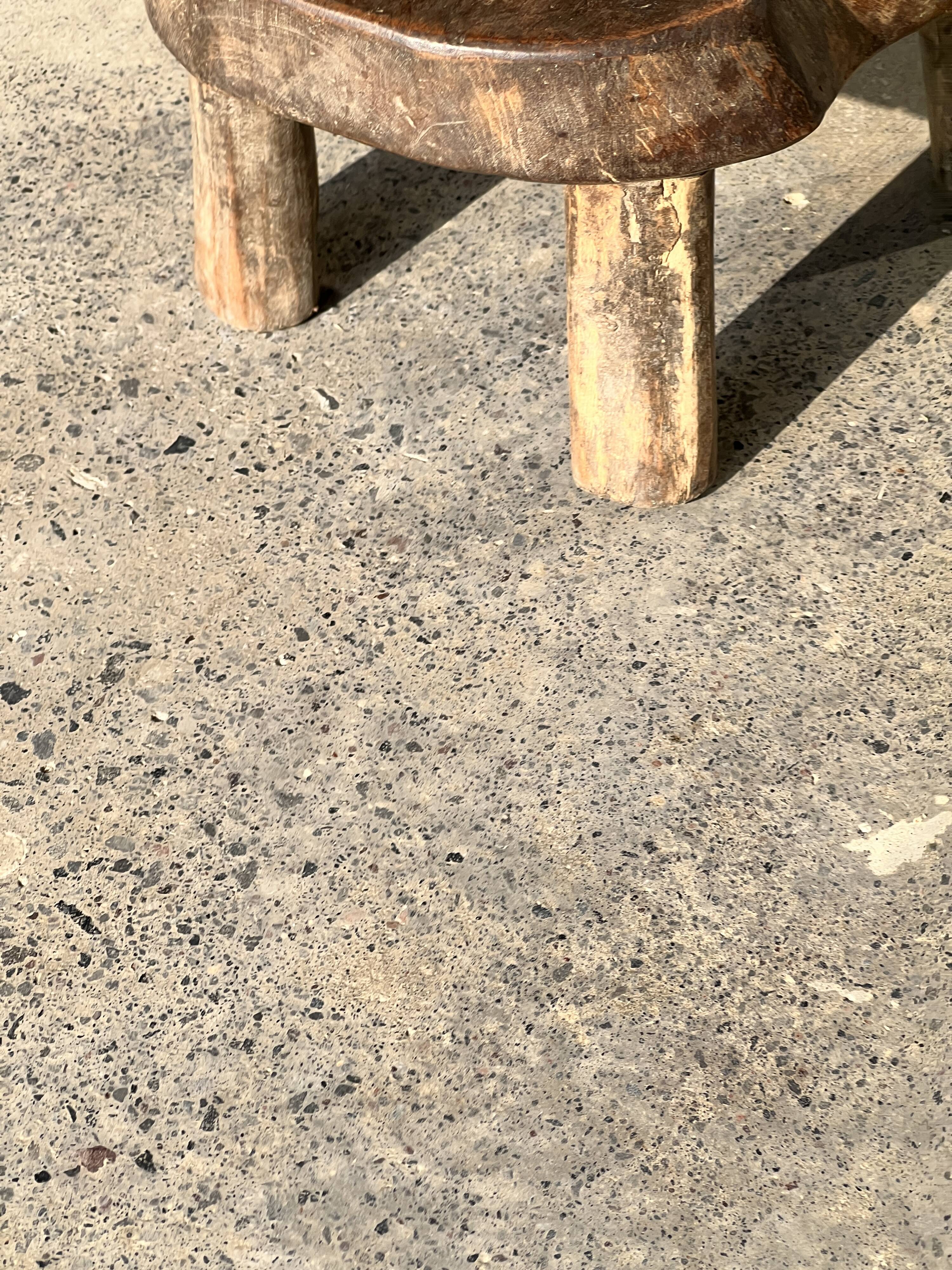 Mini low stool in upcycled old Asian teak H15 D24