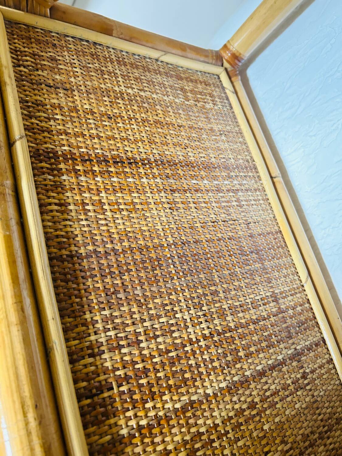 Vintage bamboo rattan shelf bookcase