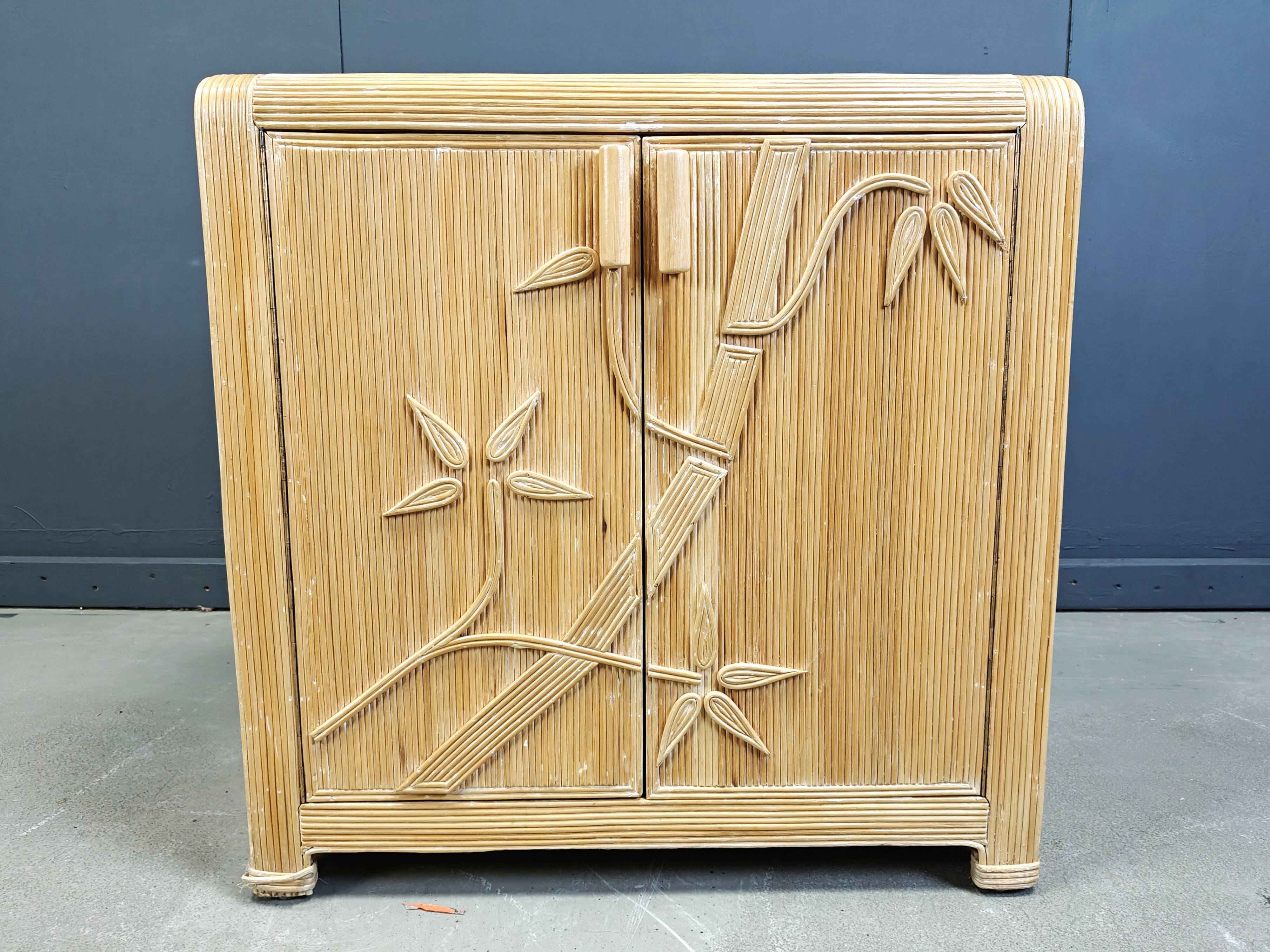 Vintage tropical split reed cabinet, 1970s