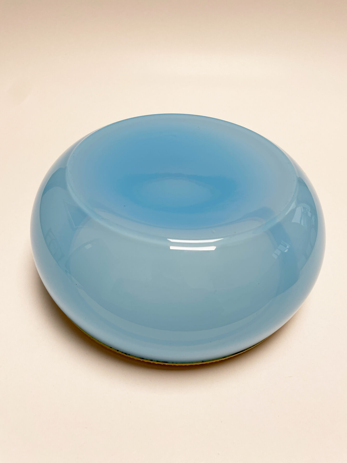 Sky blue opaline glass bowl