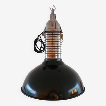 Paire de lampes à suspension industrielles Philips hollandaises originales du milieu du siècle