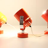 1970s Stanislav Indra Set of Three Red Wall/Table Lamps, Czechoslovakia
