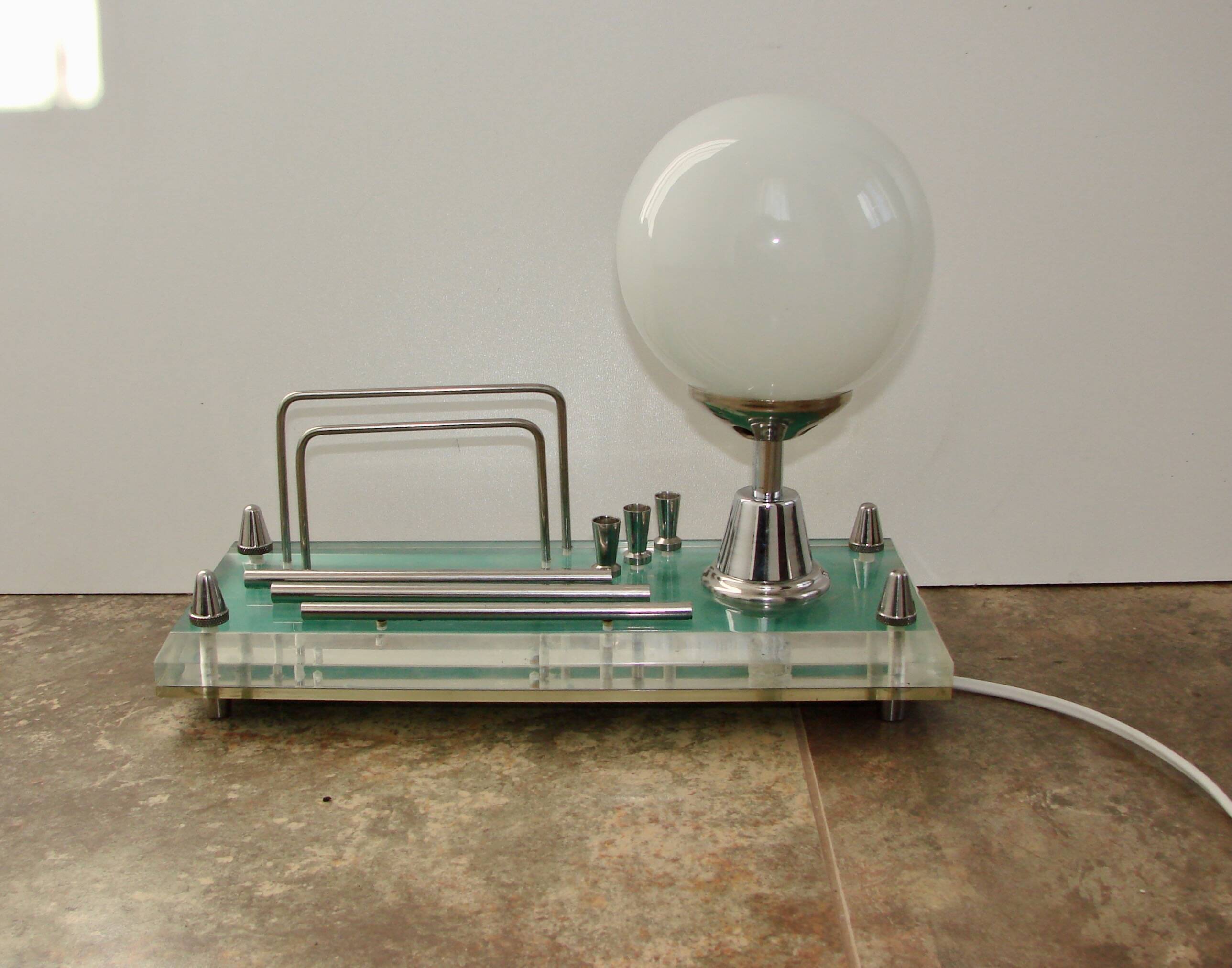 1970s lamp with storage compartment | Acrylic, metal, glass | E14 | Vintage
