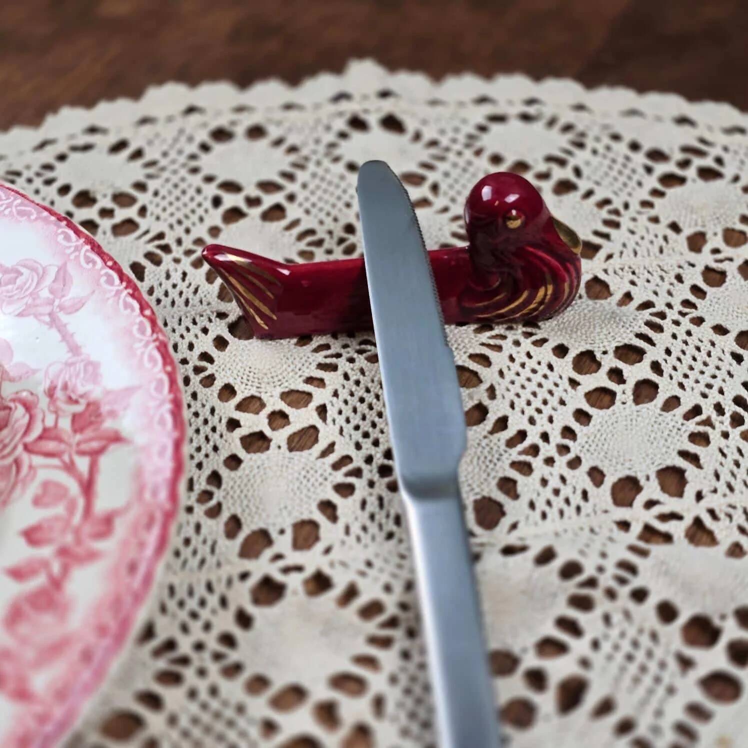 Lot de 11 repose-couteaux vintage Canards – Céramique émaillée