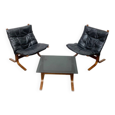 2 chauffeuses et table basse Siesta par Ingmar Relling pour Westnofa, Norvège 1960