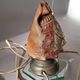 Old shell-shaped night lamp carved in cameo, Art Deco.