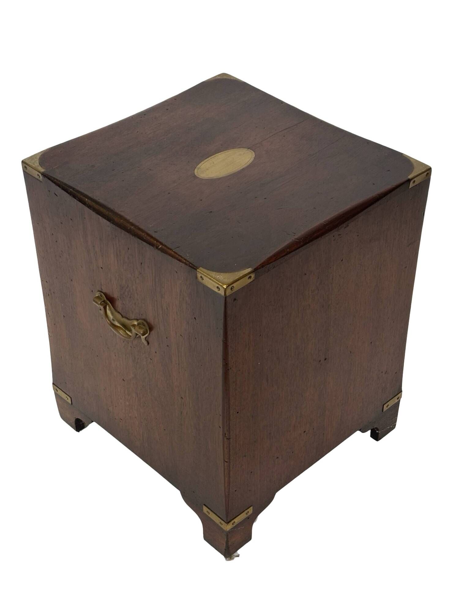 Vintage set of wooden bedside tables in military campaign style design