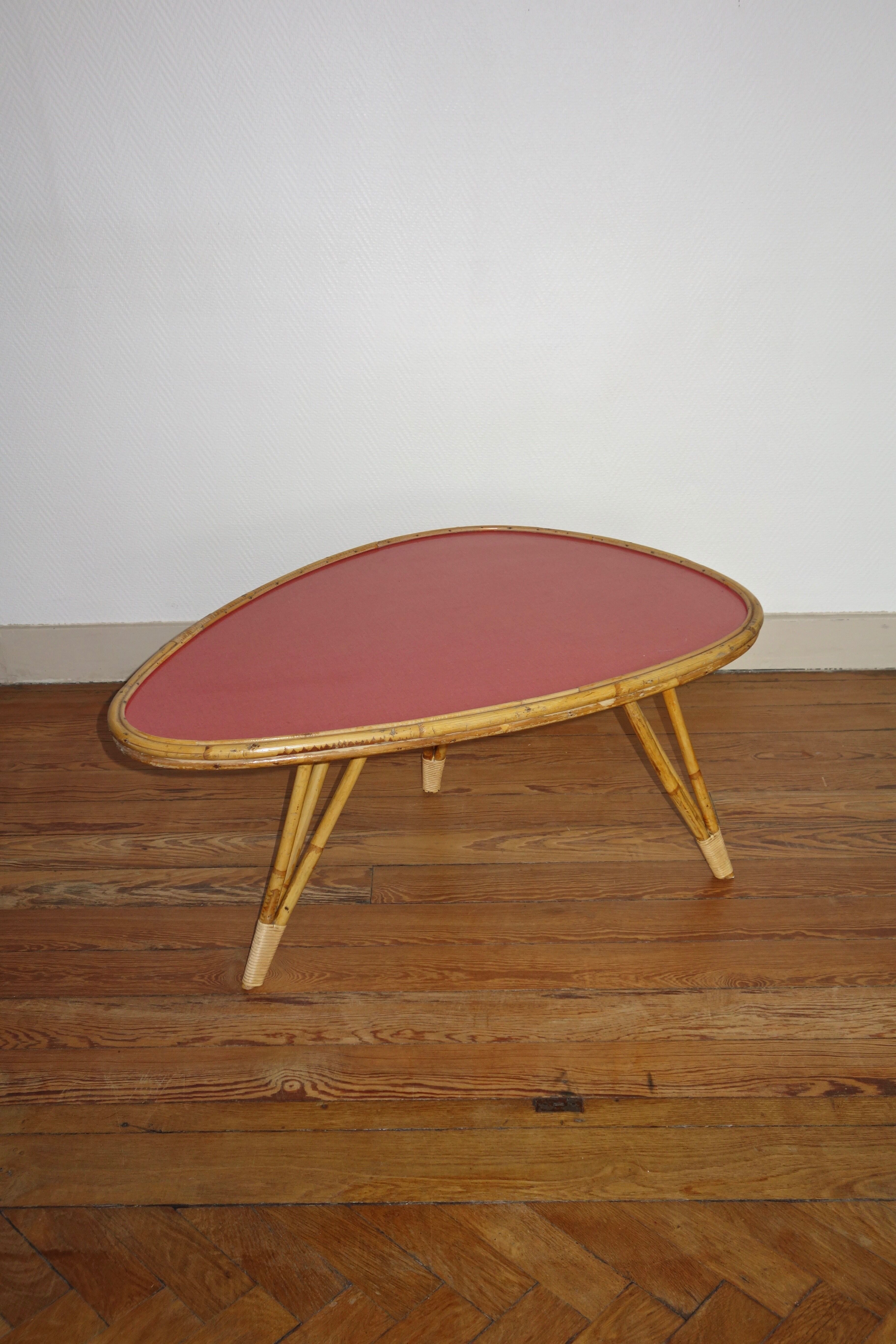 Free form rattan coffee table from the 60