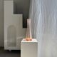 Large pink glass bud vase, H37 D18A
