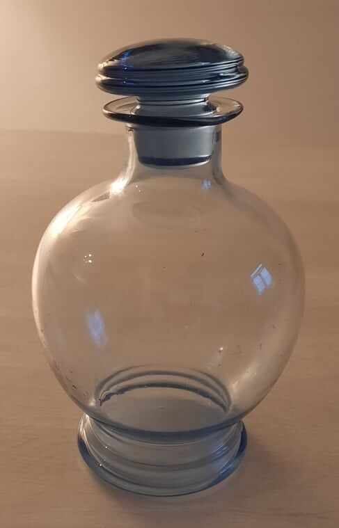 Service à liqueur en verre bleu vintage