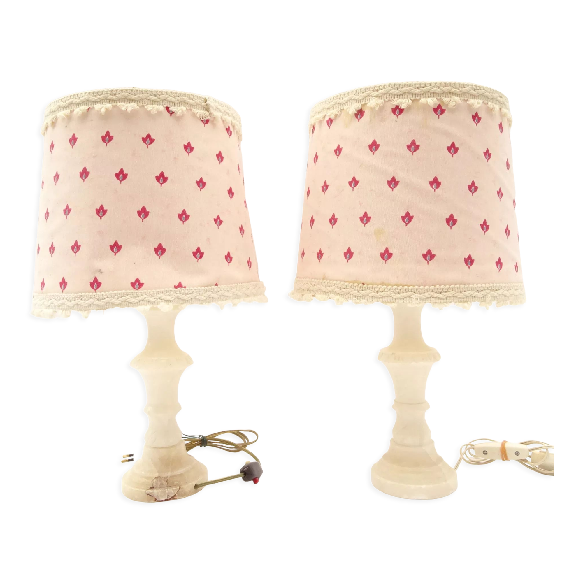 Pair of lamps  feet in white marble