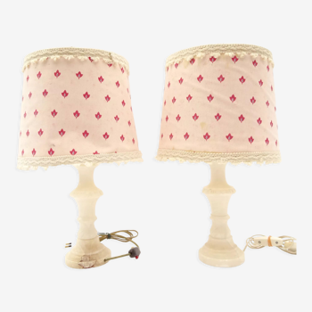Pair of lamps  feet in white marble