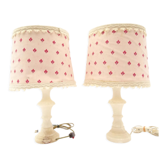 Pair of lamps  feet in white marble