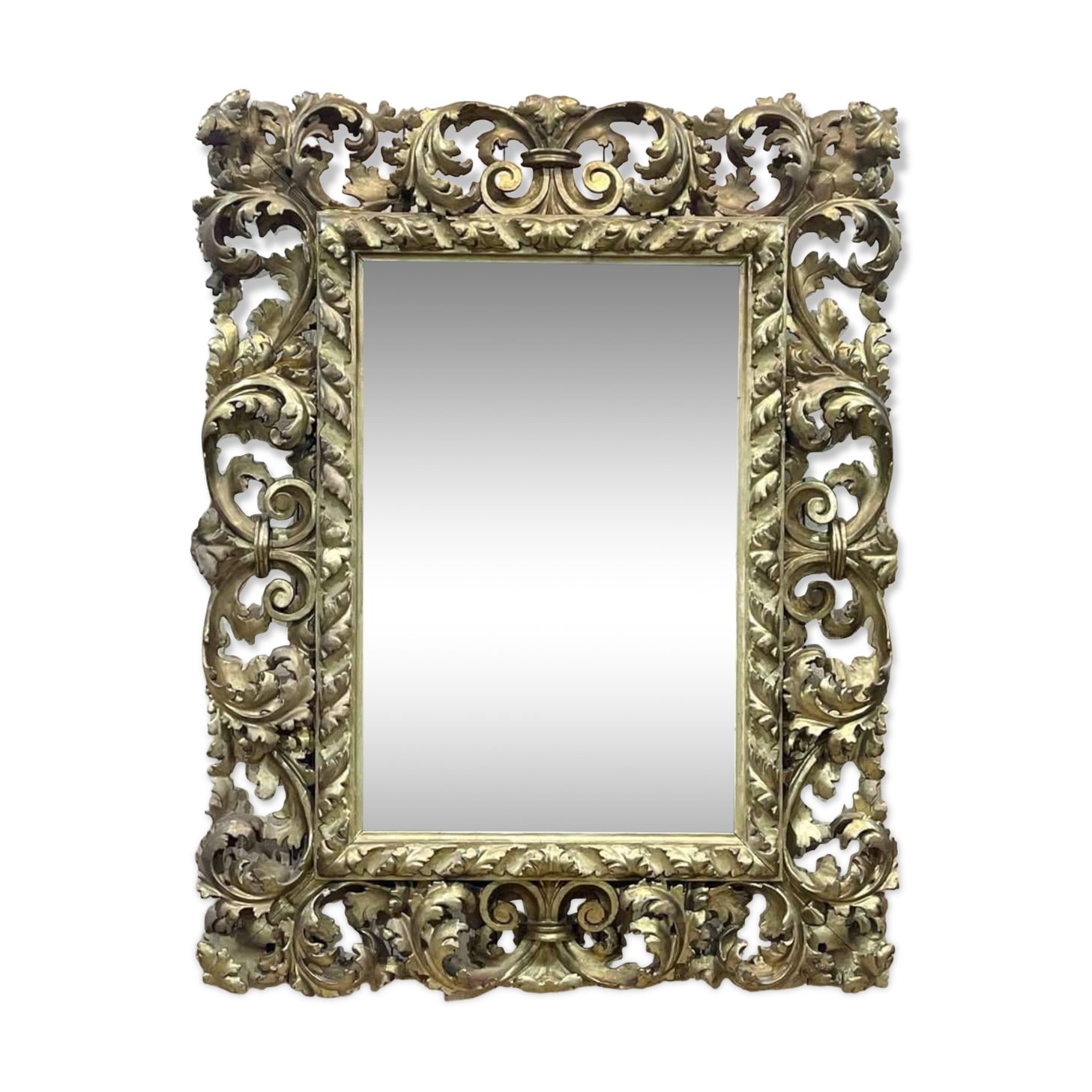Miroir Italien 19ème en bois et plâtre doré