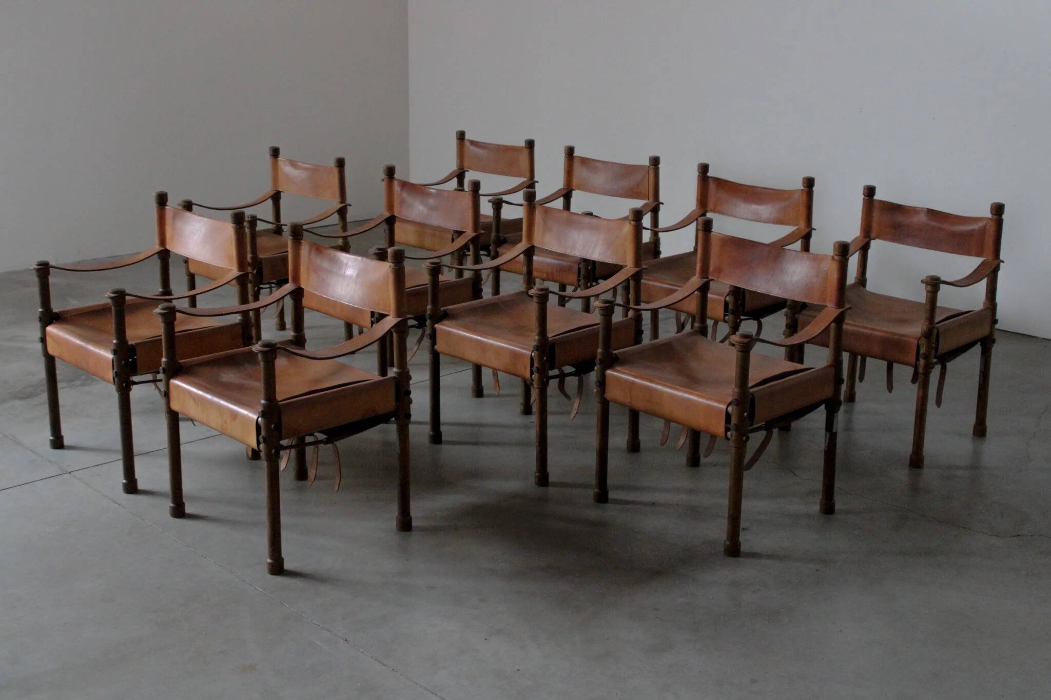 Large set of safari dining chairs - Germany 1960s