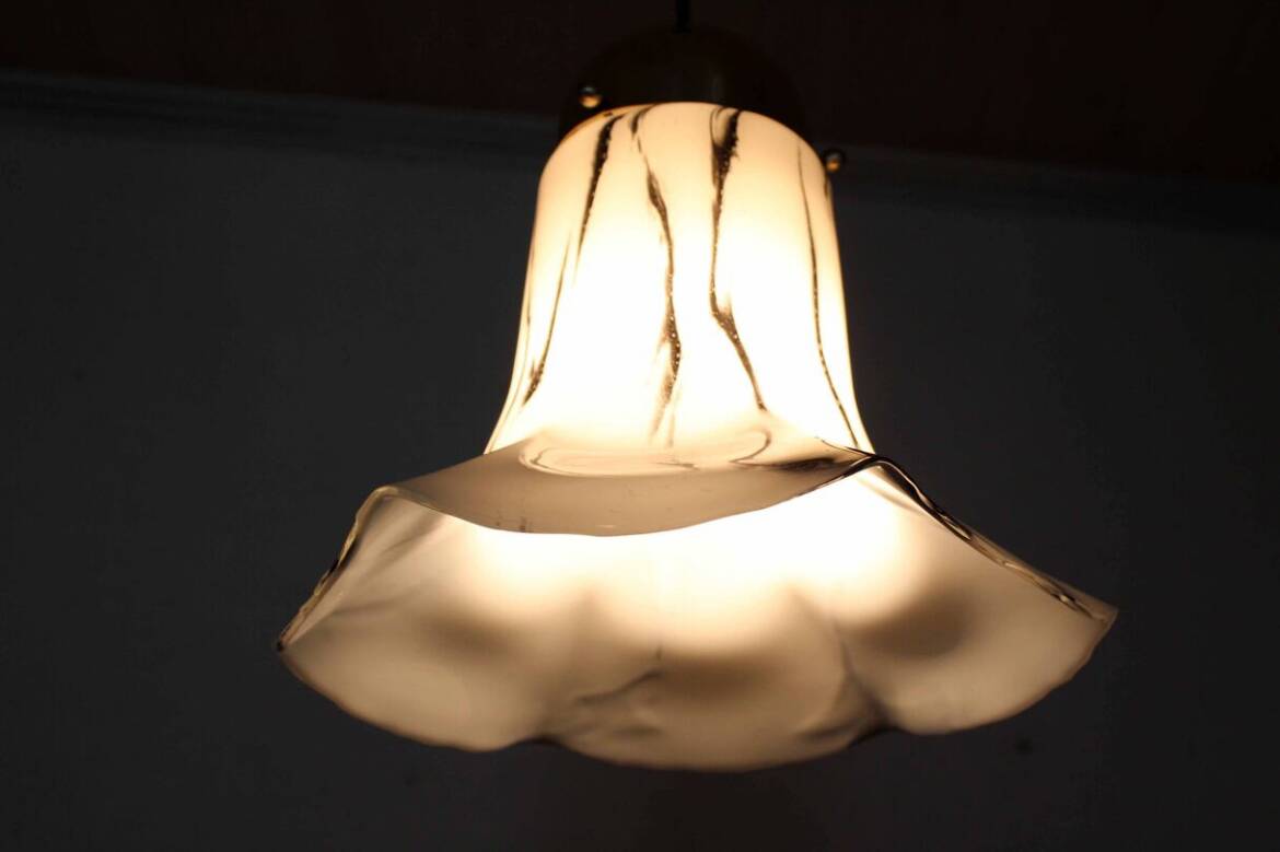 Glass pendant lights by Peill & Putzler, Petunia model 1970