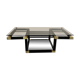 Coffee table in black and gold metal, smoked glass 70 years Romeo Rega vintage