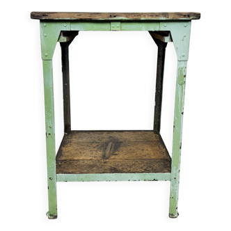 Green Industrial Iron Table, 1950s