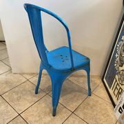 Authentic blue tolix metal chair by Xavier Pauchard vintage industrial 1950
