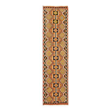 Turkish Handwoven Vintage Herki Kilim 89 cm x 378 cm