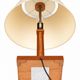 Vintage Wooden Table Lamp with Geometric Marquetry Inlay – Fabric Lampshade